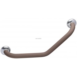 Barre à 135° symétrique SOFT 26.5 x 26.5 m m tube en aluminium diamètre 30 mm cache-fixations chromé satin embases résine de