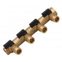 Collecteur mf 20x27 entraxe 50mm 4 derivations mini-vannes integrees male 15X21 réf 9581C