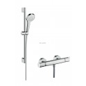 Ensemble de douche Croma Select S 110 Vario 3 jets avec mitigeur thermostatique et barre 65 cm Blanc/Chrome 27013400