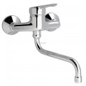 Mitigeur de lavabo mural OKYRIS 2 CLINIC avec raccords excentriques et bec tube orientable, chromé réf. D2356AA