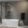 Pare baignoire Aurora 1 panneau pivotant 80x150 cm verre trempe transparent blanc épaisseur du verre 6mm réf AURORAN1801A