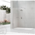 Paroi de douche fixe KUADRA 80 cm extensible de 77 cm à 80 cm en verre transparent 8 mm et profilé chromé, barre de renfort 1