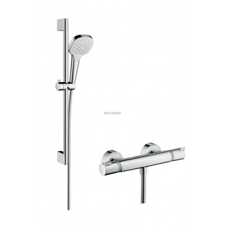 Set de douche Combi Croma Select E Vario 0,65 m avec mitigeur Ecostat Comfort réf. 27081400