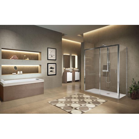 Paroi de douche Lunes 2.0 2PH 138 GA extensible 138 - 144 cm verre trempé transparent silver Réf. LUN2PH138S-1B