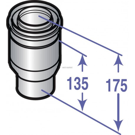 Adaptateur PPS diamètre 60 / 100 sur 80 / 125 MM colis DY708 réf. 84887708