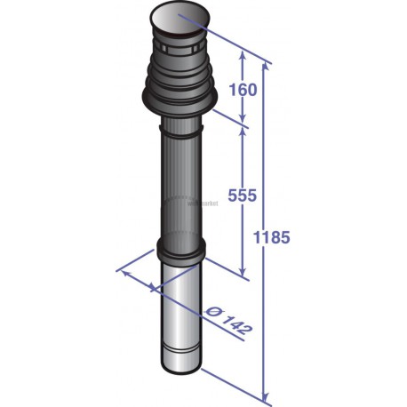 Terminal vertical polypropylène diamètre 80 / 125 mm noir colis DY843 réf. 100002732
