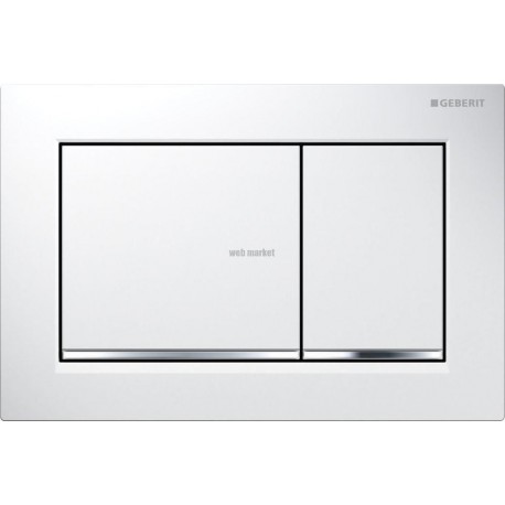 Plaque de déclenchement Omega30 synthétique double touche blanc / chromé brillant / blanc réf 115080KJ1