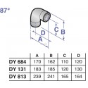 Coude PPS 87° diamètre 60 / 100 mm colis DY684 réf. 84887684