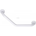 Barre d appui coudée angle 135° symétrique, 26,5x26,5mm, tube en aluminium D30mm, cache-fixations blanc Réf 049220