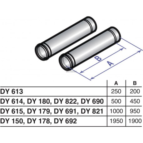 Rallonge PPS longueur 1000 mm diamètre 80 mm (par 2 pièces) DY615 réf. 84887615