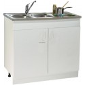 Sous-évier SIM CLIP sur pieds réglables NF. avec plinthe clipsable. mélaminé blanc. 2 Portes réf. S11N12080