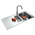 Evier PORTOFINO 4811 100x50cm 1 cuve 1 égouttoir 1 vide-sauce bonde D90mm réversible inox lisse réf. EV4811 IL