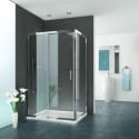 Porte de douche coulissante grande largeur 2 éléments (1 coulissant et 1 fixe), EQUI, largeur 1200 mm, hauteur 1900 mm, profi