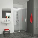Porte de douche coulissante grande largeur 2 éléments sans seuil (1 coulissant et 1 fixe à droite), EQUI, largeur 1200 mm, ha