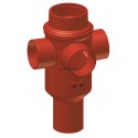 Culotte chute unique 88° à 3 piquages SMU® S - fonte brun-rouge - Ø 100 mm