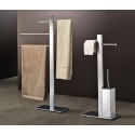 Ensemble porte papier wc double et porte brosse wc sur pied bridge chrome réf. 76321300000