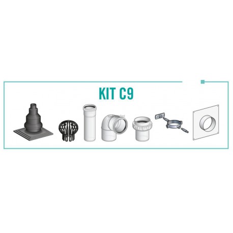 Kit C9 pour chaudière étanche et raccordement mural ou plafond (Terminal noir) DUALIS - diamètre 80 (Racc. 60 / 100) KIN C9 6