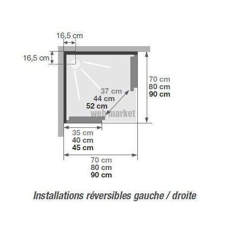 Cabine de douche Kineprime glass 90 coulissant receveur bas thermostatique réf. CA702TTN