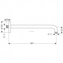 Bras de douche Axor mâle 15 x 21 avec rosace filetée et platine de renfort, sans rotule, saillie 383 mm, 90°, D 24 mm, c