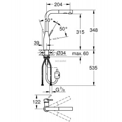 Mitigeur évier Essence Nouveau avec douchette extractible acier mat réf. 30270DC0
