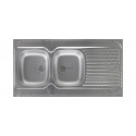 Evier à poser Monobloc inox 18/10 toilé, 2 cuves 1 égouttoir, l 120 cm sans vidage Réf EPBZ120G00