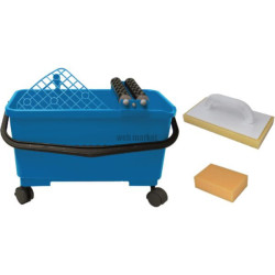 Kit de nettoyage avec un seau 25L avec roulette + éponge absorbante + taloche éponge 28x14 cm Novipro