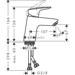 Mitigeur lavabo LOGIS sans tirette ni vidage Chromé réf. 71073000