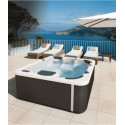 Happy spa 3 places avec coque blanche, tablier rattan, couverture thermique, chromothérapie inclus réf. SH3A23R17AXXXXXX