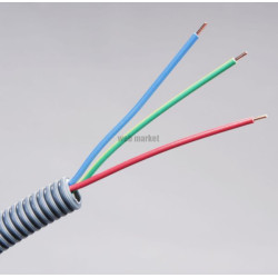 Gaine préfilée 5G1,5 - bleu-marron-marron-rouge-vert/jaune - diamètre 20 mm - couronne de 100 mètres