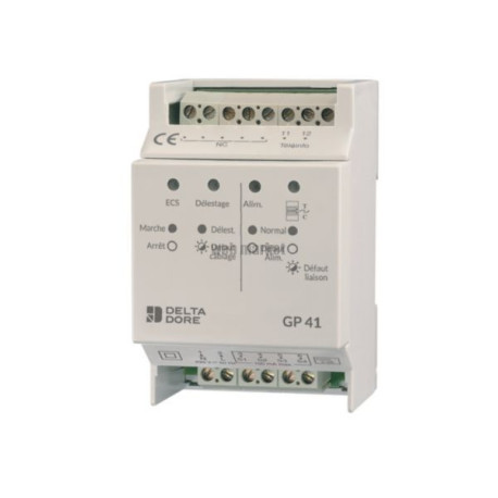 Délesteur cascadocyclique sur 3 sorties fil pilote et 1 sortie ECS en dernier recours. Compatible compteur électronique mono et 