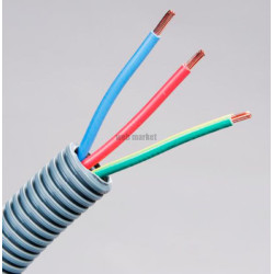 Gaine préfilée 3 x 2,5 + 2 x 1,5 - bleu-rouge-vert/jaune + bleu-rouge - diamètre 25 mm - couronne de 50 mètres
