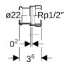 Jonction taraudée D22-1/2mm, acier inox Réf 31805