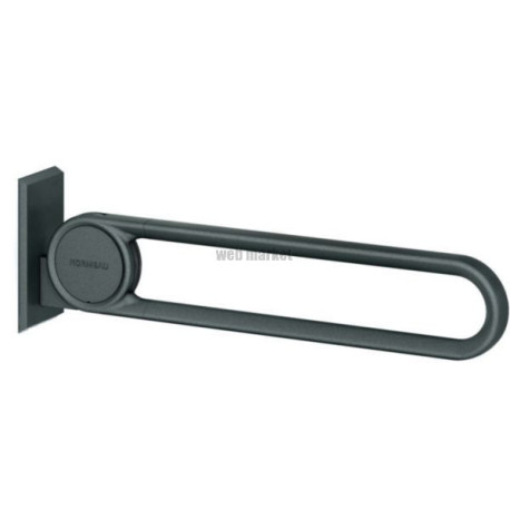 Barre d'appui Cavere rabattable vario en aluminium 600 mm, revêtement thermolaqué antibactérien, fixation invisible, avec systèm