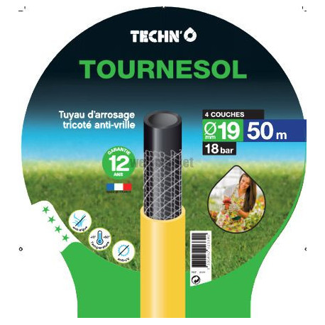 Tuyau Tournesol Jaune 19mm 50m / Anti-vrille, réf. 2334