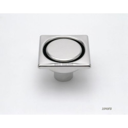 Siphon de sol inox 100x100 D40mm rosette cloche inviolable et prise de terre, modèle surbaissé, sortie verticale Réf. 1040FB
