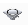 Siphon de sol inox 100x100 D40mm rosette cloche inviolable et prise de terre, modèle surbaissé, sortie verticale Réf. 1040FB