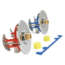 Module double raccordement sous évier/lavabo Fixoplac, raccords coudés à glissement mâle 12/17, pour installation PER D12 mm réf