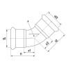 Raccords à sertir inoxydable X7041 coude 45° femelle-femelle D 28 mm 6190074