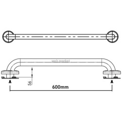 Barre doite 600 mm inox diamètre 32 mm libre service réf. 01262-LS