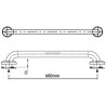 Barre doite 600 mm inox diamètre 32 mm libre service réf. 01262-LS