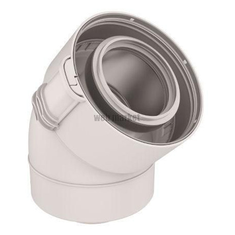 Coude 45 Sekurit 60 / 100 PPTL/PVC condensation gaz/fioul blanc réf. 229200