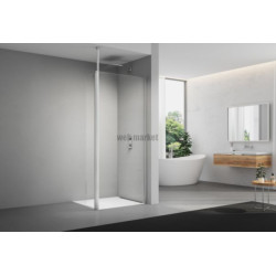 Volet mobile pour paroi Walk-in ALTERNA PLENITUDE WALK largeur 45 cm profilé chromé, pose mât plafond, verre transparent traité anticalcaire