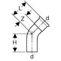 Coude 45° D88,9mm avec extrémité à emboîter, acier carbone Réf 20710