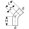 Coude 45° D88,9mm avec extrémité à emboîter, acier carbone Réf 20710