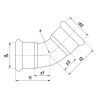 Raccords à sertir inoxydable X7041 coude 45° femelle-femelle D 42 mm 6190096