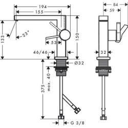 Mitigeur lavabo 110 Tecturis E  Fine CoolStart sans tirette ni vidage Blanc mat Réf. 73021700
