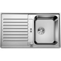 Evier à encastrer à fleur en acier inox lisse BLANCOCLASSIC PRO 5S-/IF 1 cuve 1/2 1 égouttoir réversible vidage 90mm auto InFino et siphon couleur inox satiné garantie à vie Réf. 523663