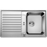 Evier à encastrer à fleur en acier inox lisse BLANCOCLASSIC PRO 5S-/IF 1 cuve 1/2 1 égouttoir réversible vidage 90mm auto InFino et siphon couleur inox satiné garantie à vie Réf. 523663
