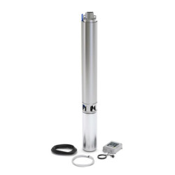 Pompe immergée pour forage 4" kit s4 3/19 m.+cd - alimentation électrique : 230 v - 1,1 kw - 8,6 a- débit max : 3 m³/h Ref. 703193
