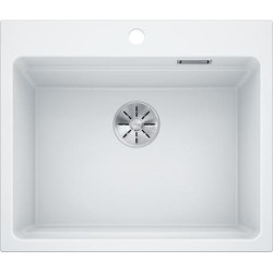 Cuve à intégrer sous plan en SILGRANITPuraDur BLANCO ETAGON 6 1 Cuve sans égouttoir vidage 90mm InFino manu et siphon couleur café grille suspendue inox garantie 10 ans Réf. 524548